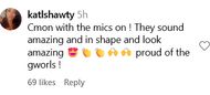 Another user compliments the two for being "in shape" (Image via @katlshawty on Instagram)